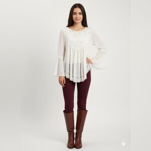 Chic Ivory Lace Women's Blouse